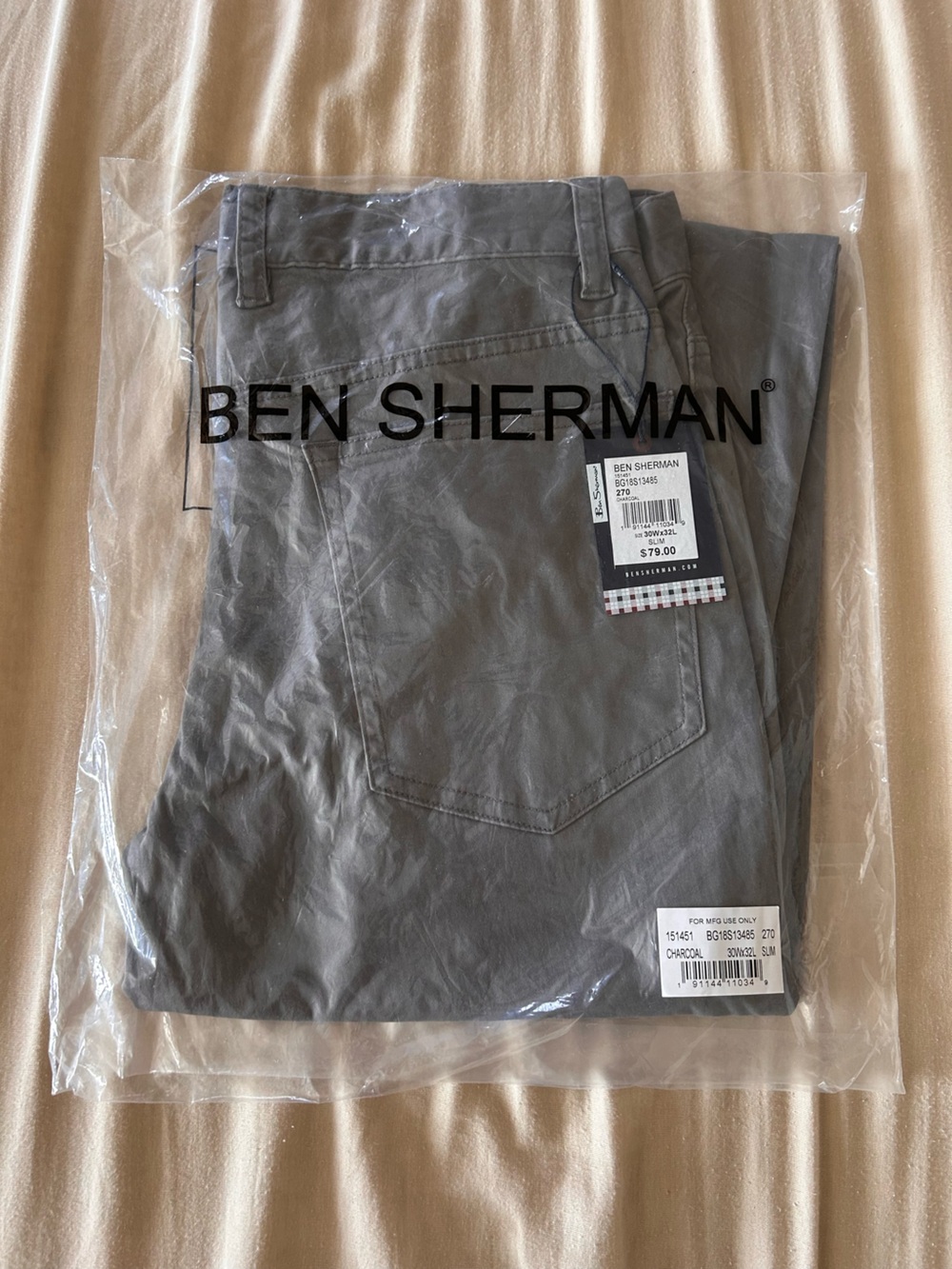Ben Sherman Charcoal Straight-Leg Pants